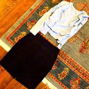 Banana Republic navy pencil skirt with sweater